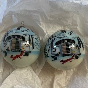 Classic Holiday Truck Ornaments - Blue and Red
